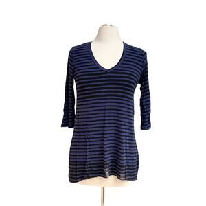 Striped Relaxed V Neck Top